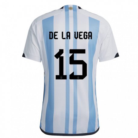 Kandiny Deti Argentínske Pedro De La Vega #15 Biela Nebeská Modrá Dresy Hazai Csapatmez 22-24 Triĭká