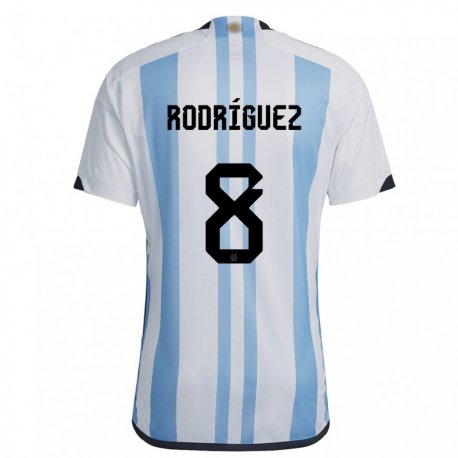 Kandiny Deti Argentínske Agustin Rodriguez #8 Biela Nebeská Modrá Dresy Hazai Csapatmez 22-24 Triĭká