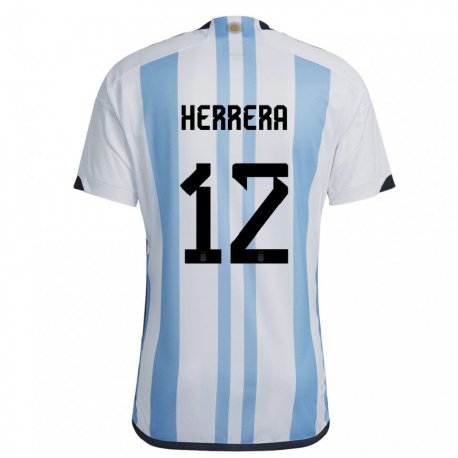 Kandiny Deti Argentínske Franco Herrera #12 Biela Nebeská Modrá Dresy Hazai Csapatmez 22-24 Triĭká