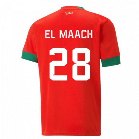 Kandiny Deti Marocké Fouad El Maach #28 Červená Dresy Hazai Csapatmez 22-24 Triĭká