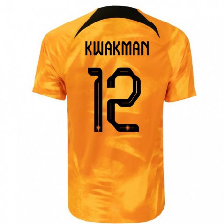 Kandiny Deti Holandské Dave Kwakman #12 Oranžový Laser Dresy Hazai Csapatmez 22-24 Triĭká