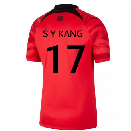 Kandiny Deti Juhokórejské Kang Sang Yun #17 červená čierna Dresy Hazai Csapatmez 22-24 Triĭká
