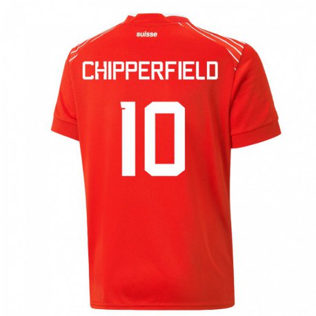 Kandiny Deti Švajčiarske Liam Chipperfield #10 Červená Dresy Hazai Csapatmez 22-24 Triĭká