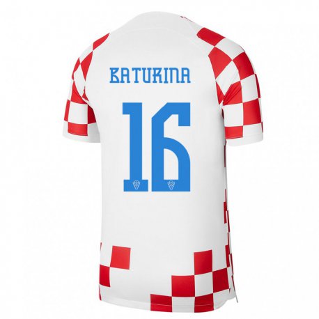 Kandiny Deti Chorvátske Martin Baturina #16 Červená Biela Dresy Hazai Csapatmez 22-24 Triĭká