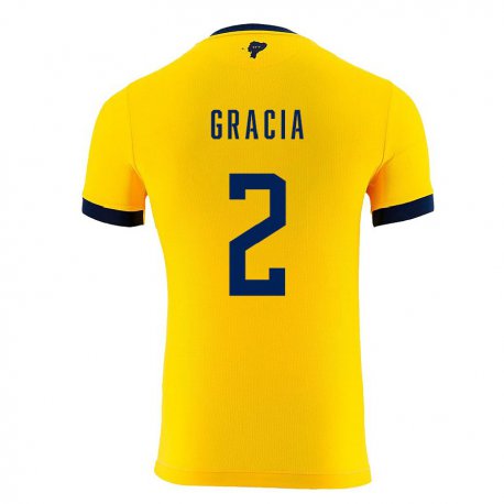 Kandiny Deti Ekvádorské Ericka Gracia #2 žltá Dresy Hazai Csapatmez 22-24 Triĭká