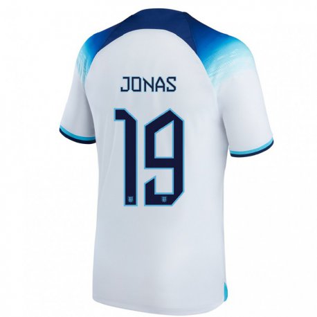 Kandiny Deti Anglické Lee Jonas #19 Biela Modrá Dresy Hazai Csapatmez 22-24 Triĭká