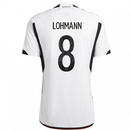 Kandiny Deti Nemecké Sydney Lohmann #8 Biely čierny Dresy Hazai Csapatmez 22-24 Triĭká