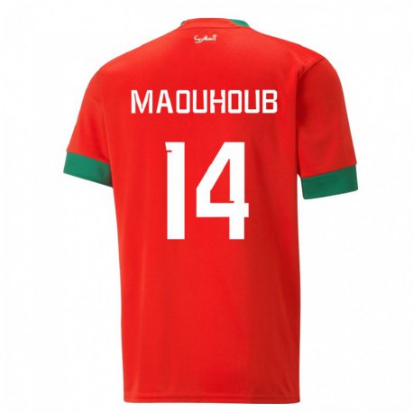 Kandiny Deti Marocké El Mehdi Maouhoub #14 Červená Dresy Hazai Csapatmez 22-24 Triĭká