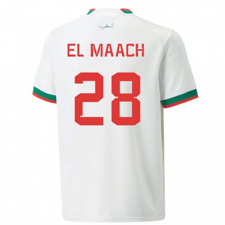 Kandiny Deti Marocké Fouad El Maach #28 Biely Dresy Idegenbeli Csapatmez 22-24 Triĭká