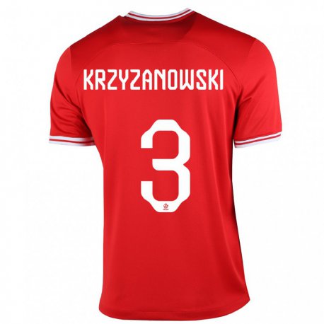 Kandiny Deti Poľské Jakub Krzyzanowski #3 Červená Dresy Idegenbeli Csapatmez 22-24 Triĭká