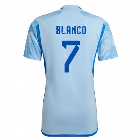 Kandiny Deti Španielske Fabio Blanco #7 Sky Modrá Dresy Idegenbeli Csapatmez 22-24 Triĭká