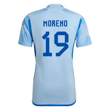 Kandiny Deti Španielske Victor Moreno #19 Sky Modrá Dresy Idegenbeli Csapatmez 22-24 Triĭká
