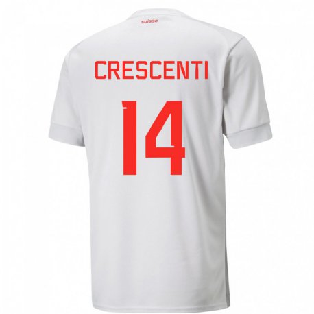 Kandiny Deti Švajčiarske Federico Crescenti #14 Biely Dresy Idegenbeli Csapatmez 22-24 Triĭká