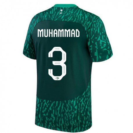 Kandiny Deti Saudskoarabské Lin Muhammad #3 Dark Zelená Dresy Idegenbeli Csapatmez 22-24 Triĭká