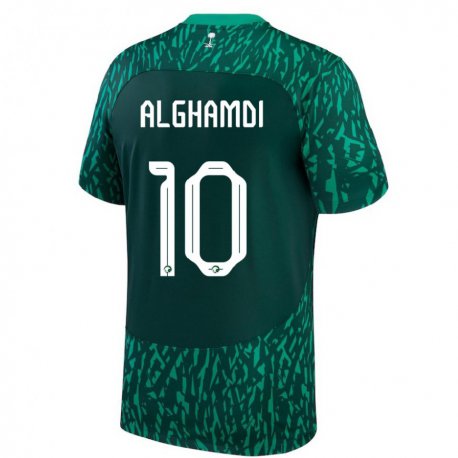 Kandiny Deti Saudskoarabské Ahmad Alghamdi #10 Dark Zelená Dresy Idegenbeli Csapatmez 22-24 Triĭká