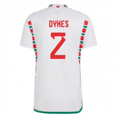 Kandiny Deti Waleské Loren Dykes #2 Biely Dresy Idegenbeli Csapatmez 22-24 Triĭká