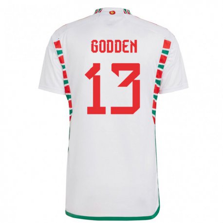 Kandiny Deti Waleské Scott Godden #13 Biely Dresy Idegenbeli Csapatmez 22-24 Triĭká