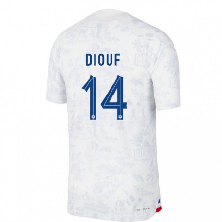 Kandiny Deti Francúzske Andy Diouf #14 Biela Modrá Dresy Idegenbeli Csapatmez 22-24 Triĭká