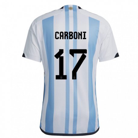 Kandiny Muži Argentínske Valentin Carboni #17 Biela Nebeská Modrá Dresy Hazai Csapatmez 22-24 Triĭká