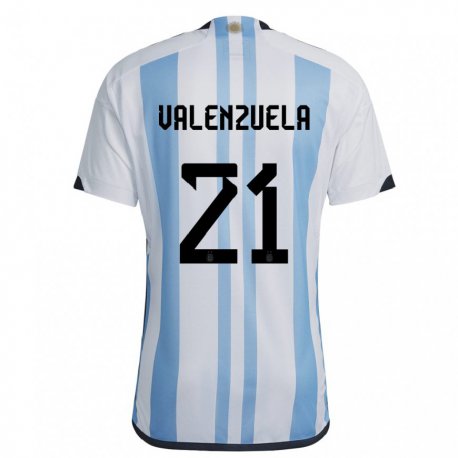 Kandiny Muži Argentínske Fernando Valenzuela #21 Biela Nebeská Modrá Dresy Hazai Csapatmez 22-24 Triĭká