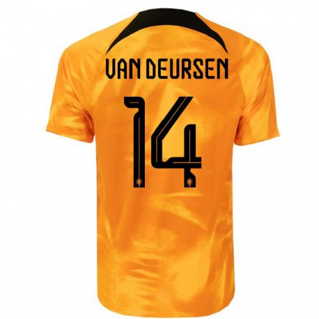 Kandiny Muži Holandské Eva Van Deursen #14 Oranžový Laser Dresy Hazai Csapatmez 22-24 Triĭká