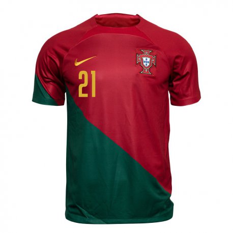 Kandiny Muži Portugalské Andreia Faria #21 Červená Zelená Dresy Hazai Csapatmez 22-24 Triĭká
