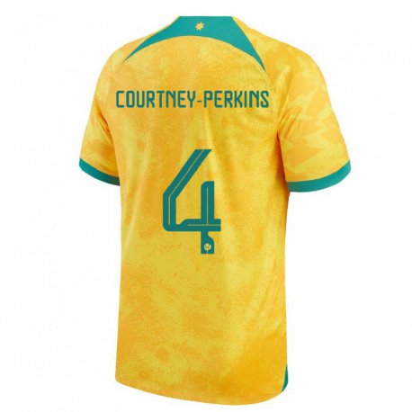 Kandiny Muži Austrálske Jordan Courtney Perkins #4 Zlatý Dresy Hazai Csapatmez 22-24 Triĭká
