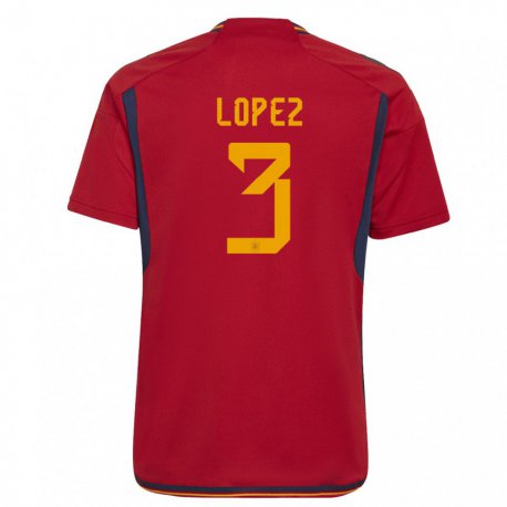 Kandiny Muži Španielske Juan Lopez #3 Červená Dresy Hazai Csapatmez 22-24 Triĭká