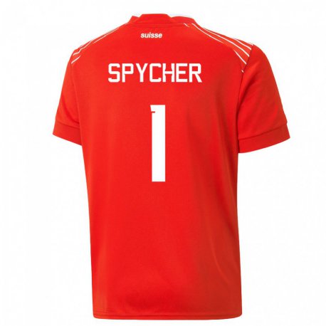 Kandiny Muži Švajčiarske Tim Spycher #1 Červená Dresy Hazai Csapatmez 22-24 Triĭká