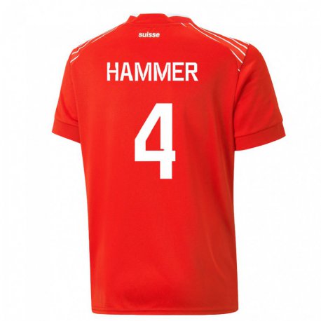 Kandiny Muži Švajčiarske Pascal Hammer #4 Červená Dresy Hazai Csapatmez 22-24 Triĭká