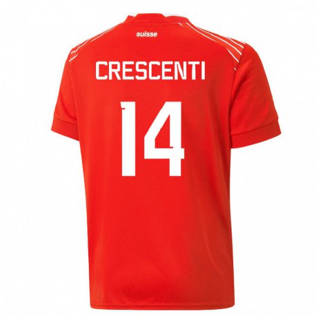 Kandiny Muži Švajčiarske Federico Crescenti #14 Červená Dresy Hazai Csapatmez 22-24 Triĭká