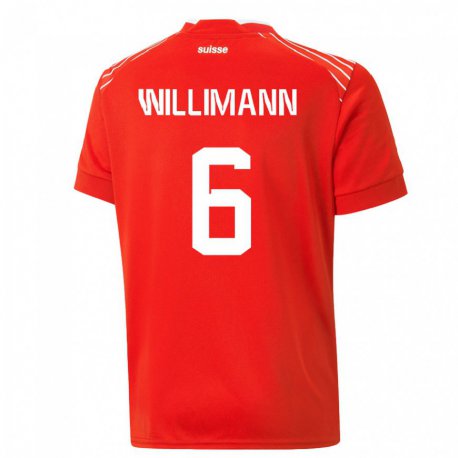 Kandiny Muži Švajčiarske Mauricio Willimann #6 Červená Dresy Hazai Csapatmez 22-24 Triĭká