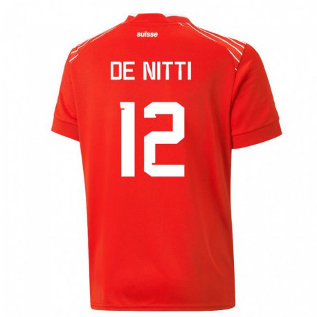 Kandiny Muži Švajčiarske Gianni De Nitti #12 Červená Dresy Hazai Csapatmez 22-24 Triĭká