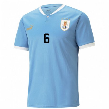Kandiny Muži Uruguajské Mathias De Ritis #6 Modrá Dresy Hazai Csapatmez 22-24 Triĭká