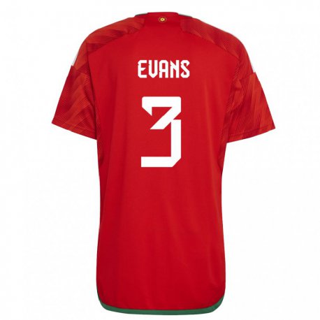 Kandiny Muži Waleské Gemma Evans #3 Červená Dresy Hazai Csapatmez 22-24 Triĭká