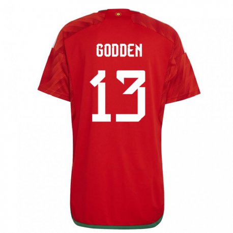 Kandiny Muži Waleské Scott Godden #13 Červená Dresy Hazai Csapatmez 22-24 Triĭká