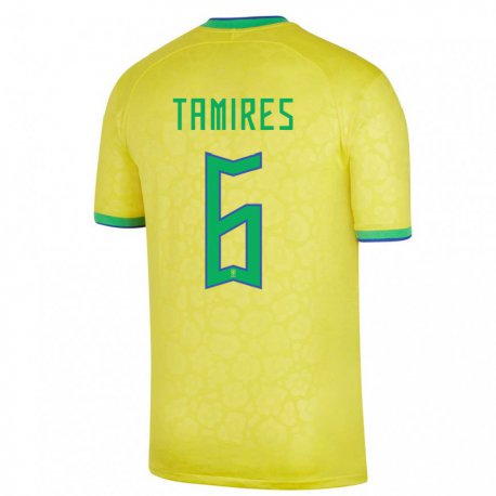 Kandiny Muži Brazílske Tamires #6 žltá Dresy Hazai Csapatmez 22-24 Triĭká