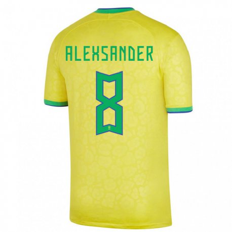 Kandiny Muži Brazílske Alexsander #8 žltá Dresy Hazai Csapatmez 22-24 Triĭká