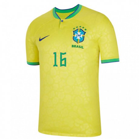 Kandiny Muži Brazílske Patryck #16 žltá Dresy Hazai Csapatmez 22-24 Triĭká