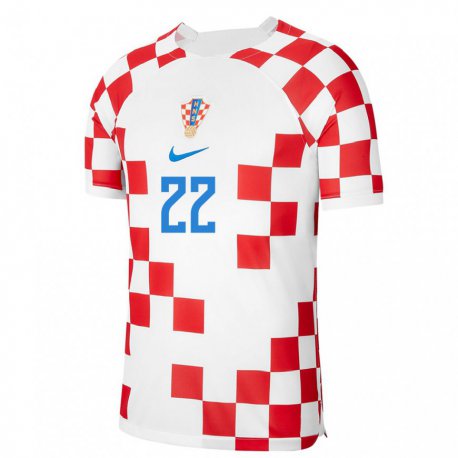 Kandiny Muži Chorvátske Anela Lubina #22 Červená Biela Dresy Hazai Csapatmez 22-24 Triĭká