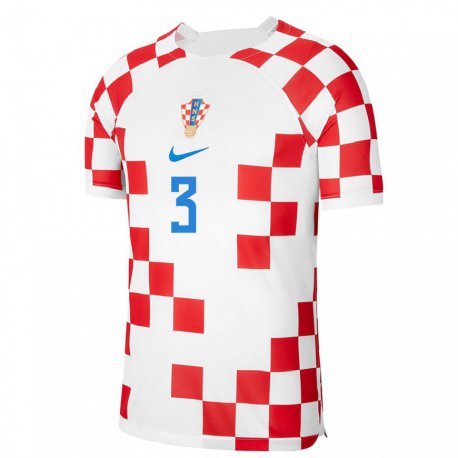 Kandiny Muži Chorvátske David Colina #3 Červená Biela Dresy Hazai Csapatmez 22-24 Triĭká