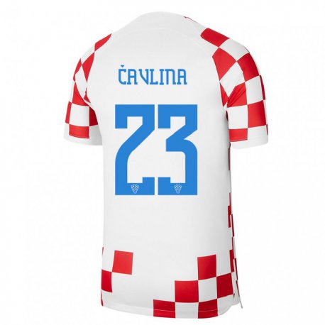 Kandiny Muži Chorvátske Nikola Cavlina #23 Červená Biela Dresy Hazai Csapatmez 22-24 Triĭká