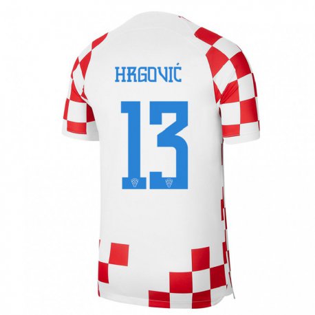 Kandiny Muži Chorvátske Simun Hrgovic #13 Červená Biela Dresy Hazai Csapatmez 22-24 Triĭká