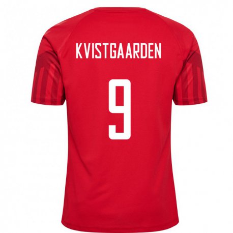 Kandiny Muži Dánske Mathias Kvistgaarden #9 Červená Dresy Hazai Csapatmez 22-24 Triĭká