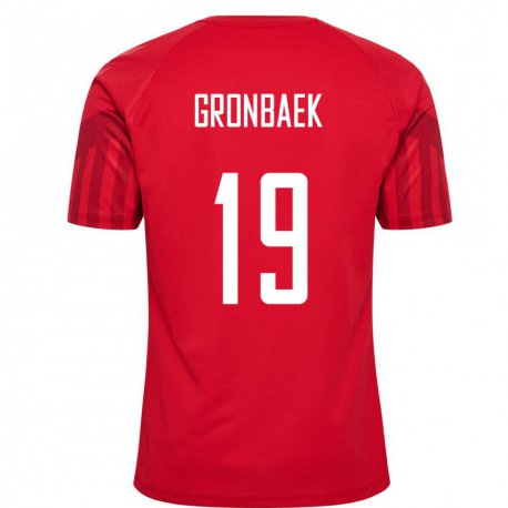 Kandiny Muži Dánske Albert Gronbaek #19 Červená Dresy Hazai Csapatmez 22-24 Triĭká