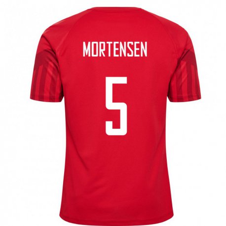 Kandiny Muži Dánske Gustav Mortensen #5 Červená Dresy Hazai Csapatmez 22-24 Triĭká