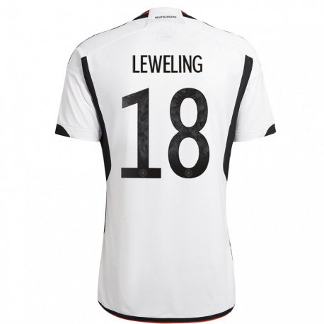 Kandiny Muži Nemecké Jamie Leweling #18 Biely čierny Dresy Hazai Csapatmez 22-24 Triĭká