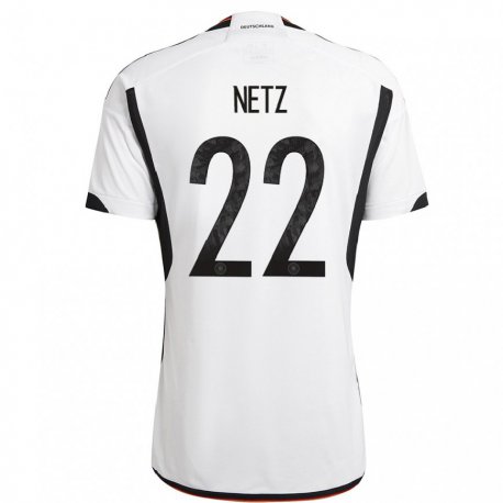 Kandiny Muži Nemecké Luca Netz #22 Biely čierny Dresy Hazai Csapatmez 22-24 Triĭká