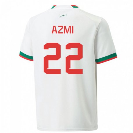 Kandiny Muži Marocké Ahmed Azmi #22 Biely Dresy Idegenbeli Csapatmez 22-24 Triĭká