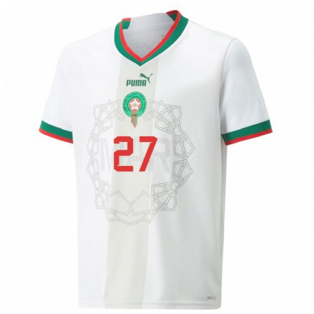 Kandiny Muži Marocké Amine Ghazoini #27 Biely Dresy Idegenbeli Csapatmez 22-24 Triĭká